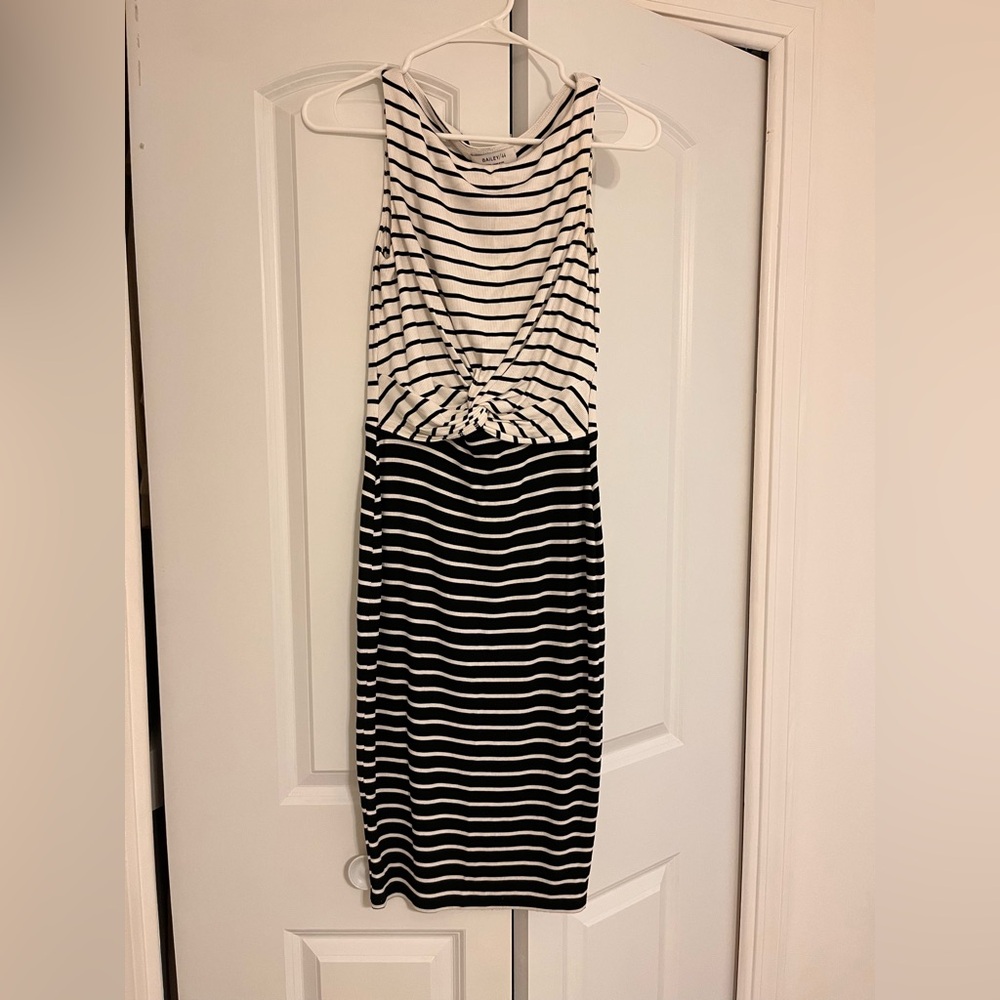Bailey 44 Black and White Striped Midi Dress. Size Small.